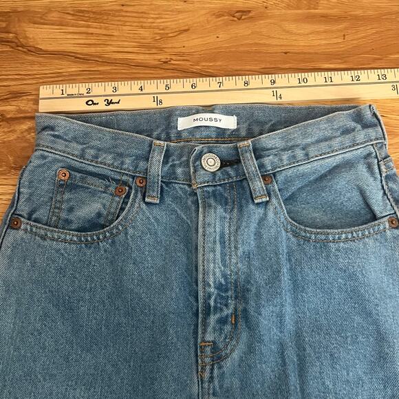 Moussy Denim Raw Frayed Hem Mini Blue Jean Skirt Size 0 - Picture 3 of 9